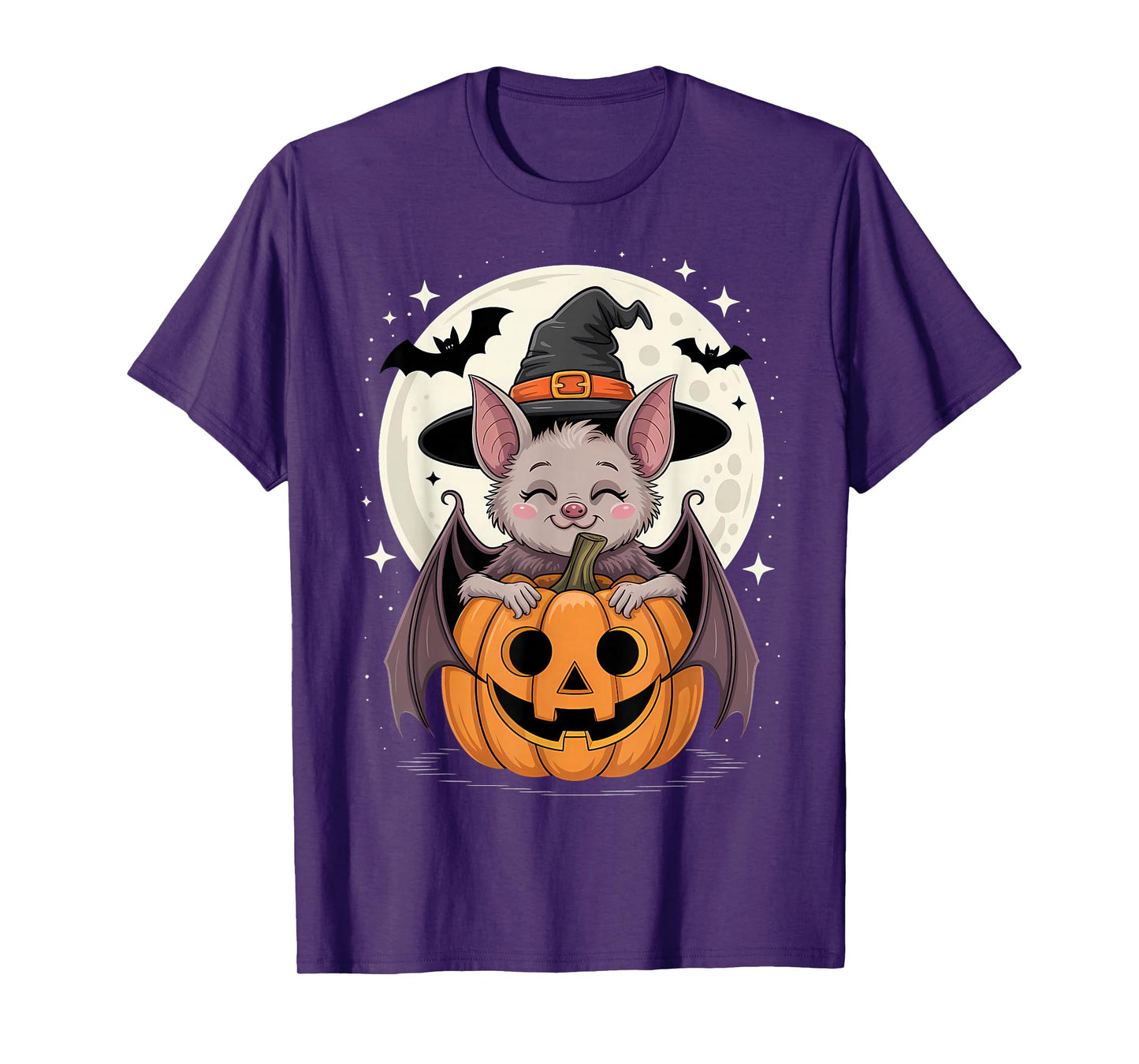 Halloween Bat Witch Hat Pumpkin Spooky T-Shirt