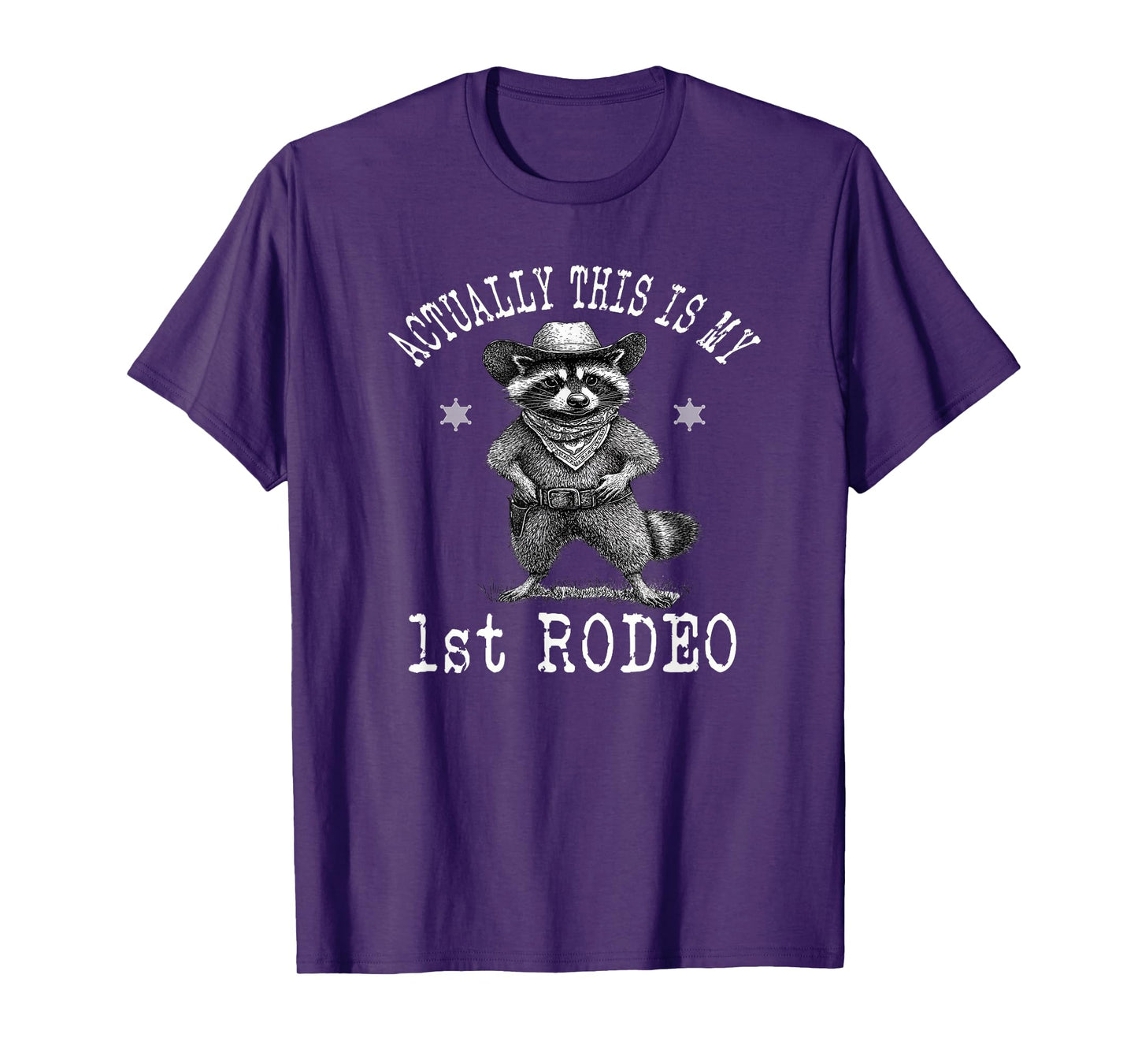 Actually This Is My First Rodeo Vintage Raccoon Cowboy Funny T-Shirt