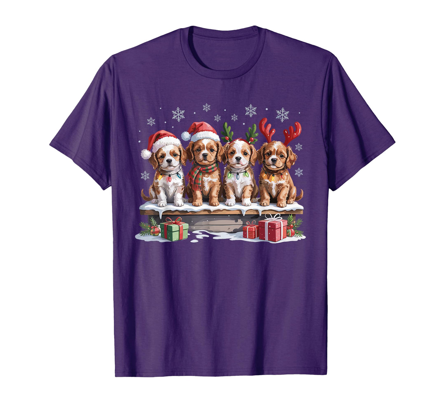 Cute Cavapoo Christmas Puppies Dog Lovers Funny Holiday T-Shirt