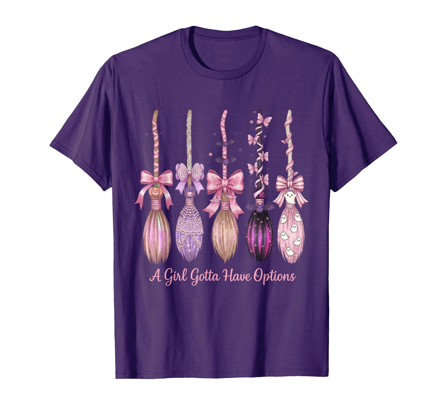 A Girl Gotta Have Options Witch Broom Halloween Retro Witchy T-Shirt