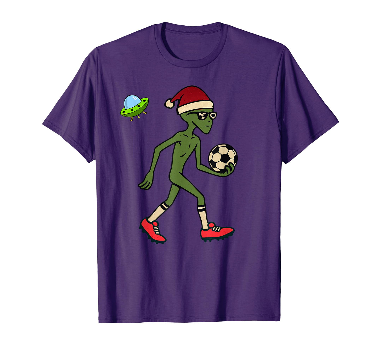 Alien Playing Soccer Christmas Vintage Funny Xmas Holiday T-Shirt