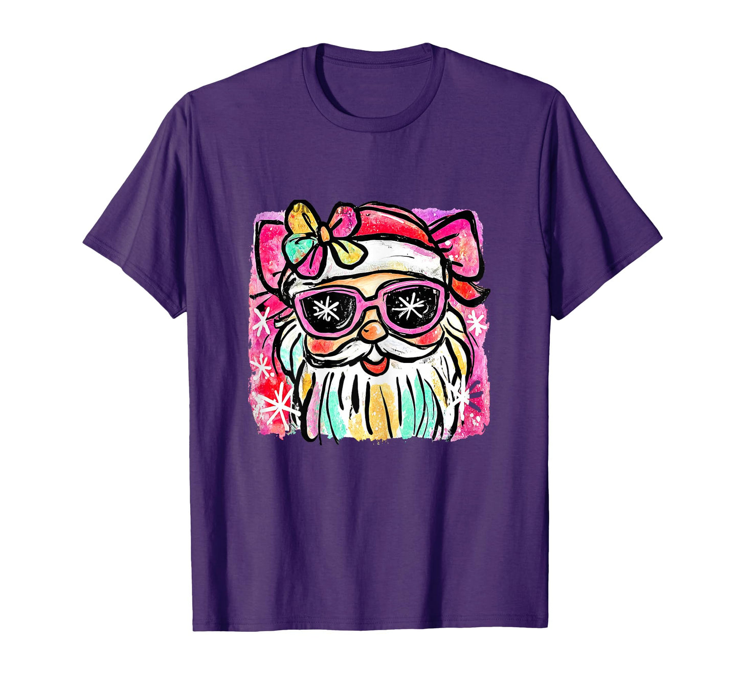 Coquette Pink Glass Santa Merry Christmas Women Girl Kids T-Shirt