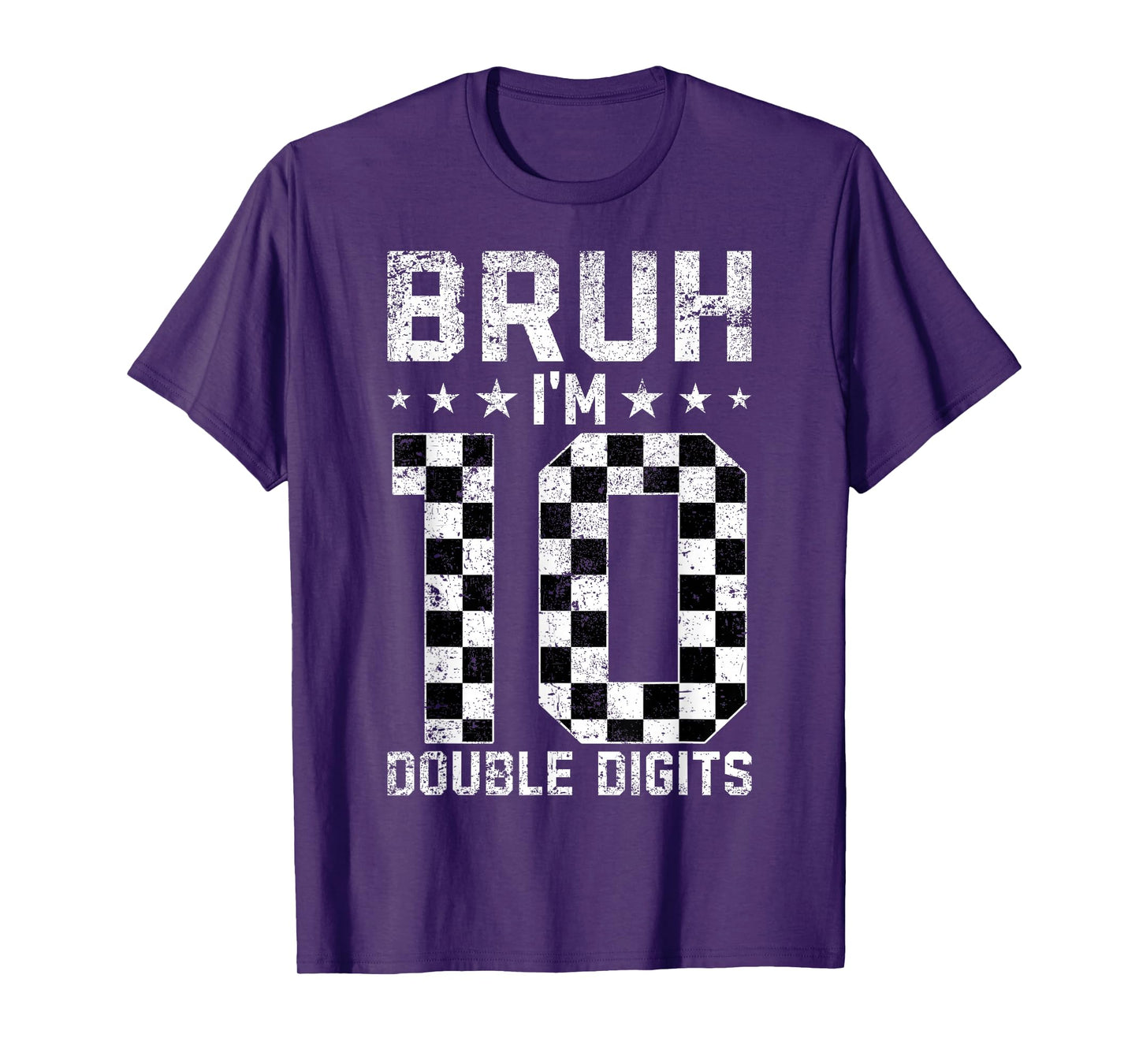 10th Birthday Race Car Bruh I'm Double Digits 10 Years Old T-Shirt
