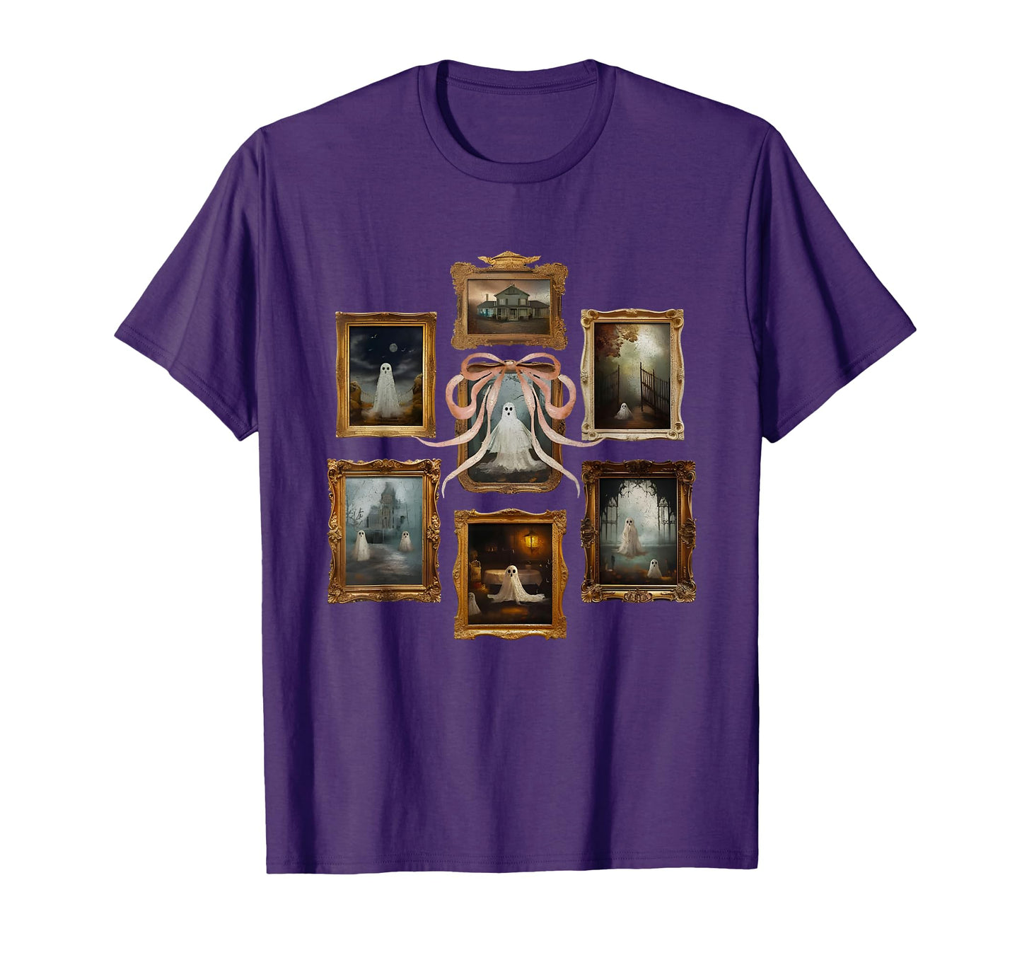 Halloween Ghost Picture Frame Haunted Heirlooms T-Shirt