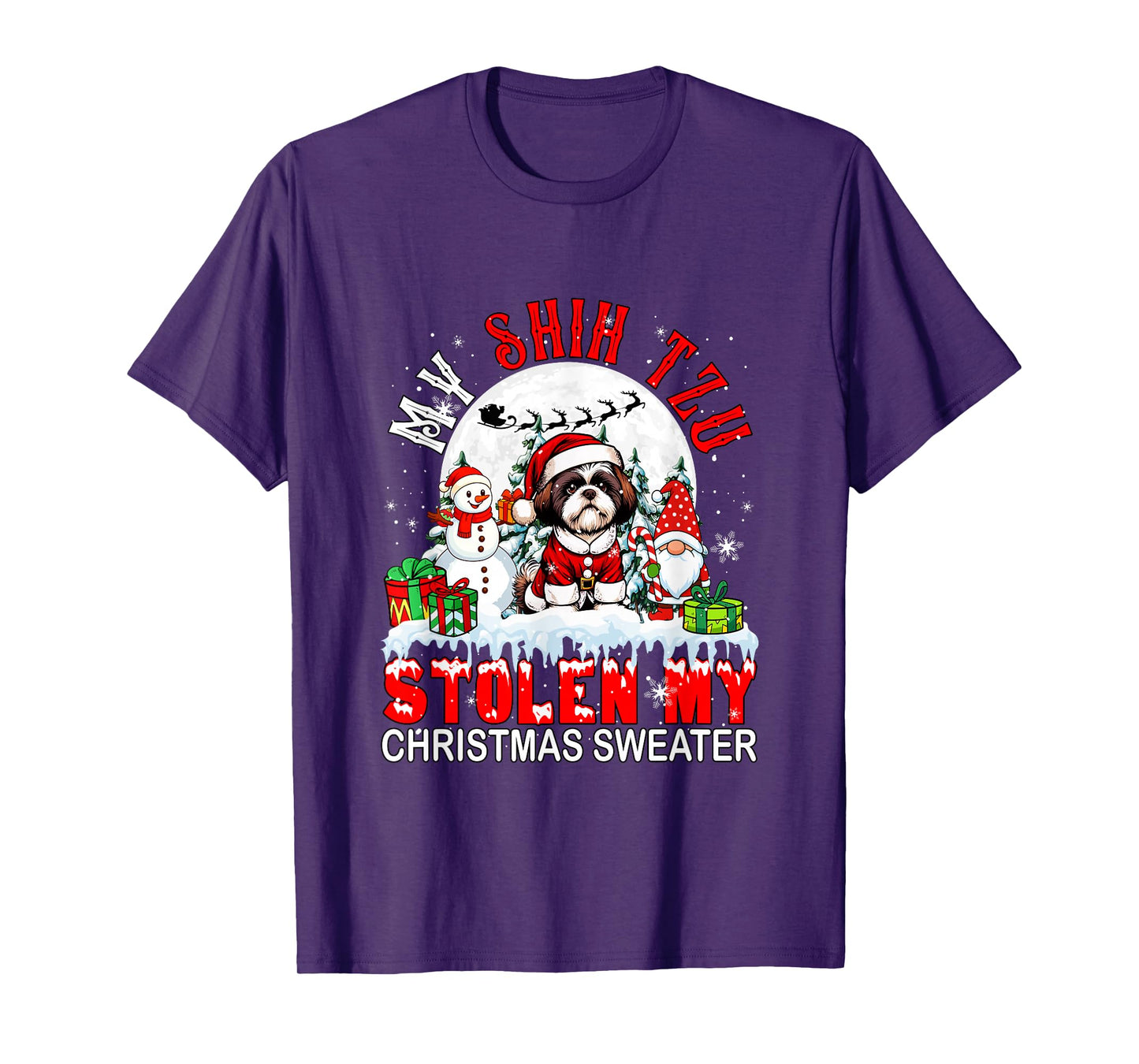 My Shih Tzu Stolen My Christmas Sweater Santa Dog Owner T-Shirt
