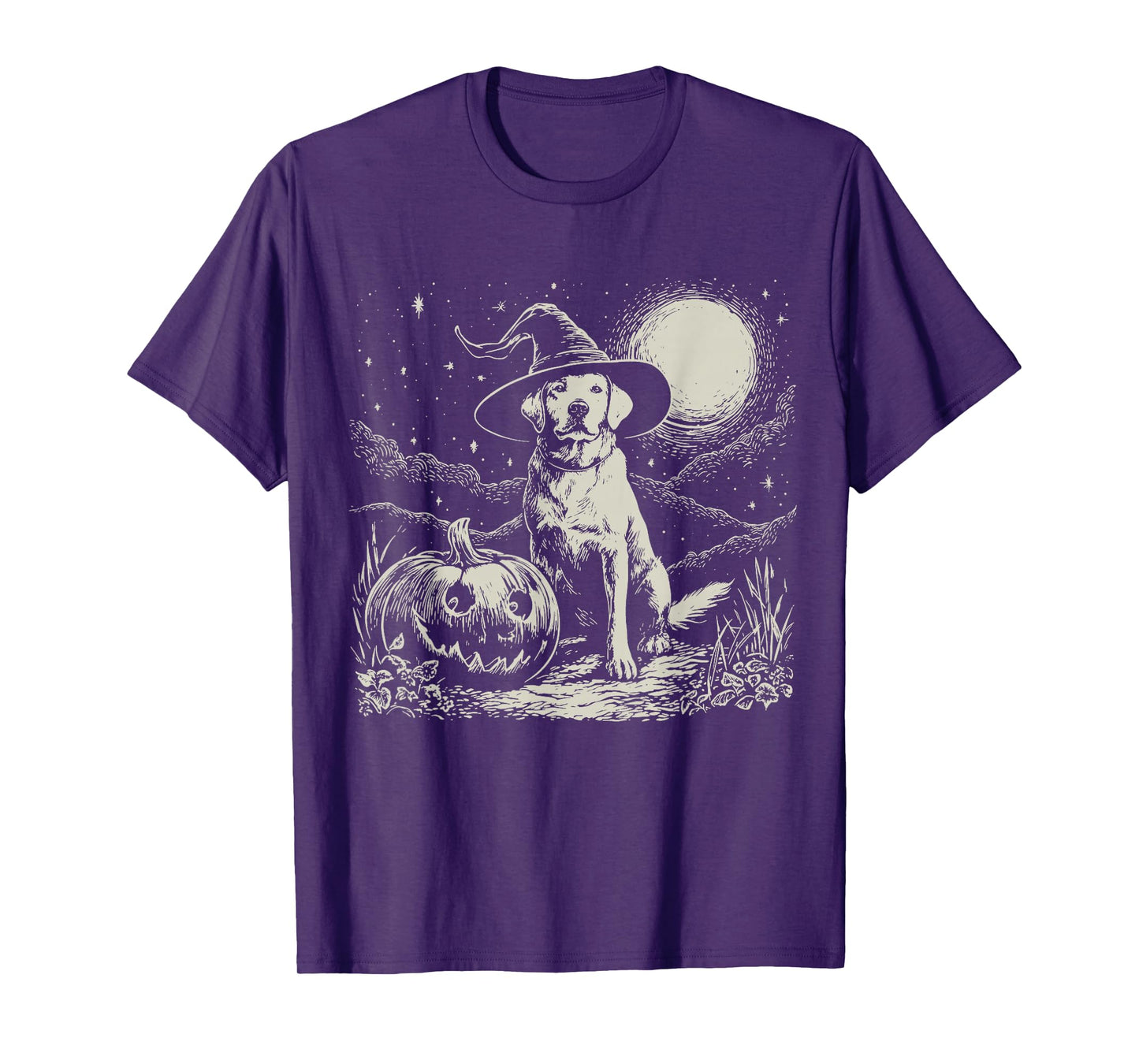 Witch Labrador Halloween Pumpkin Vintage 90s Graphic T-Shirt