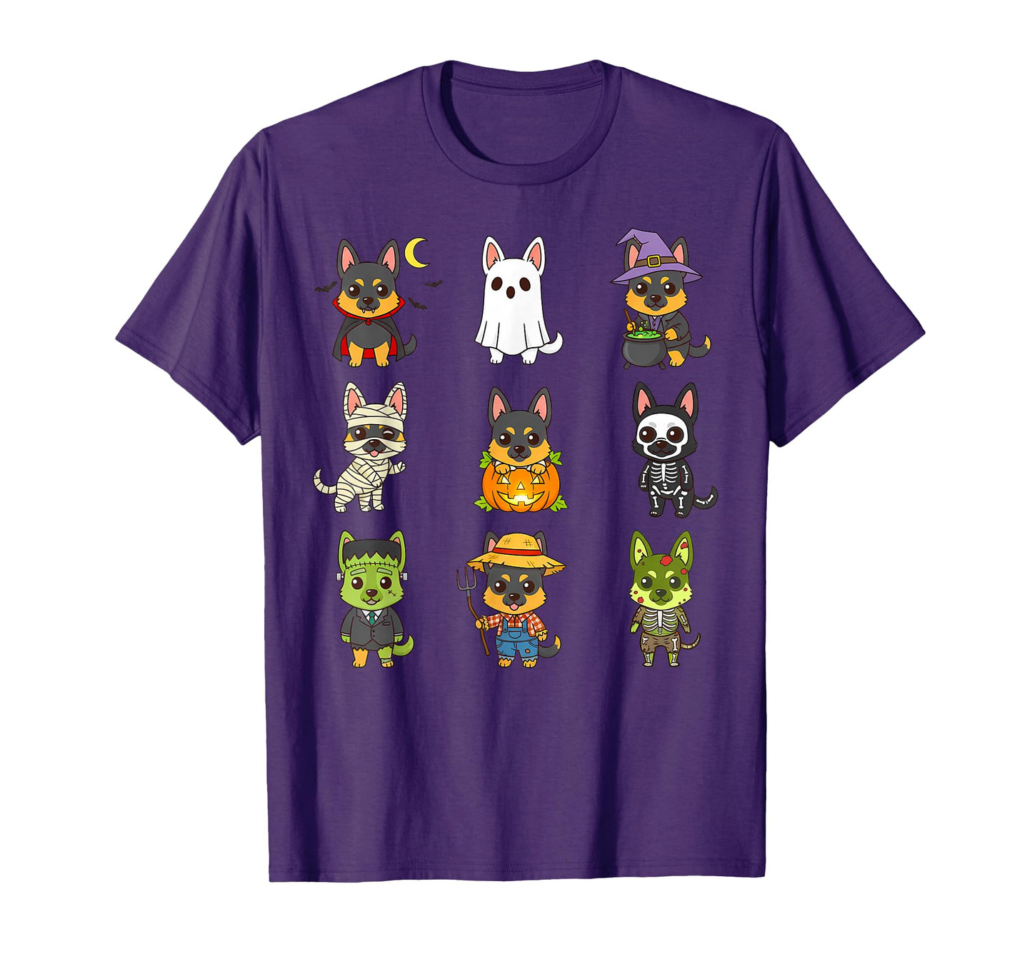 German Shepherd Puppy Spooky Halloween Monster Alsatian Dog T-Shirt