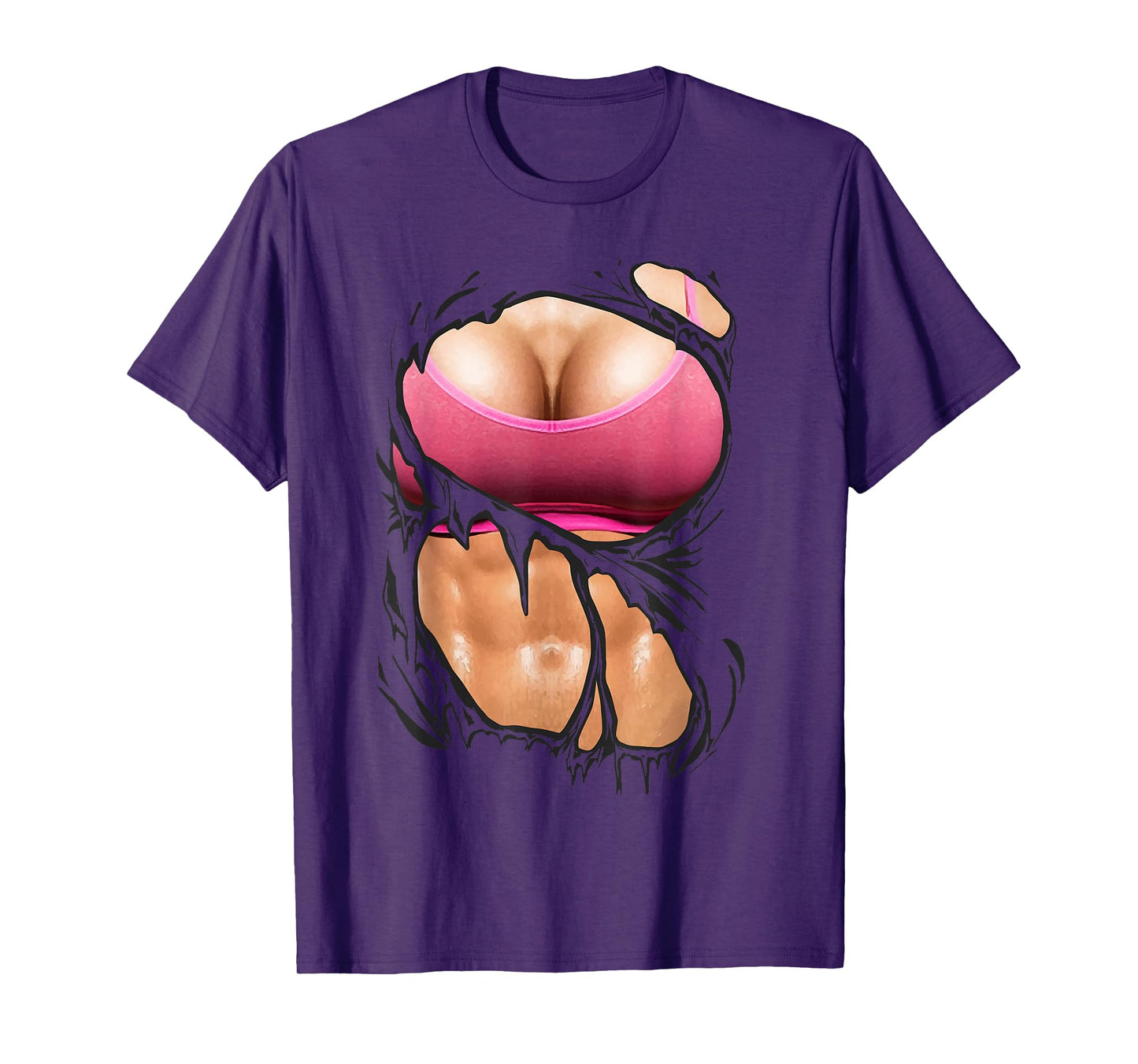 Womens Fake Six Pack Abs Bikini Body Fake T-Shirt