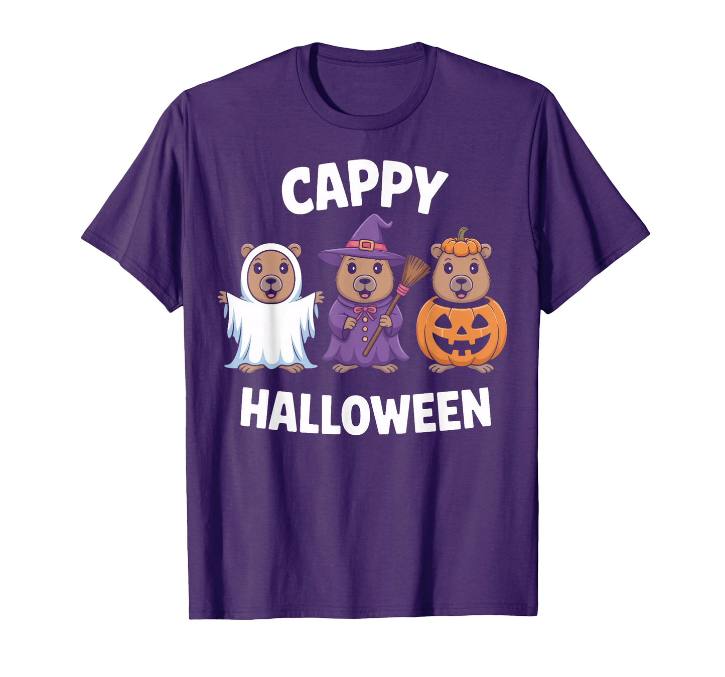 Cappy Halloween Capybara Animal Pumpkin Witch Humor Fans T-Shirt