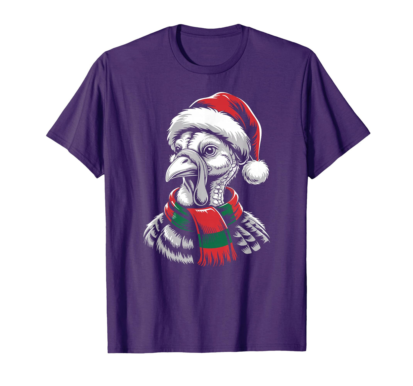 Turkey Xmas Santa Hat Scarf Christmas Costume T-Shirt