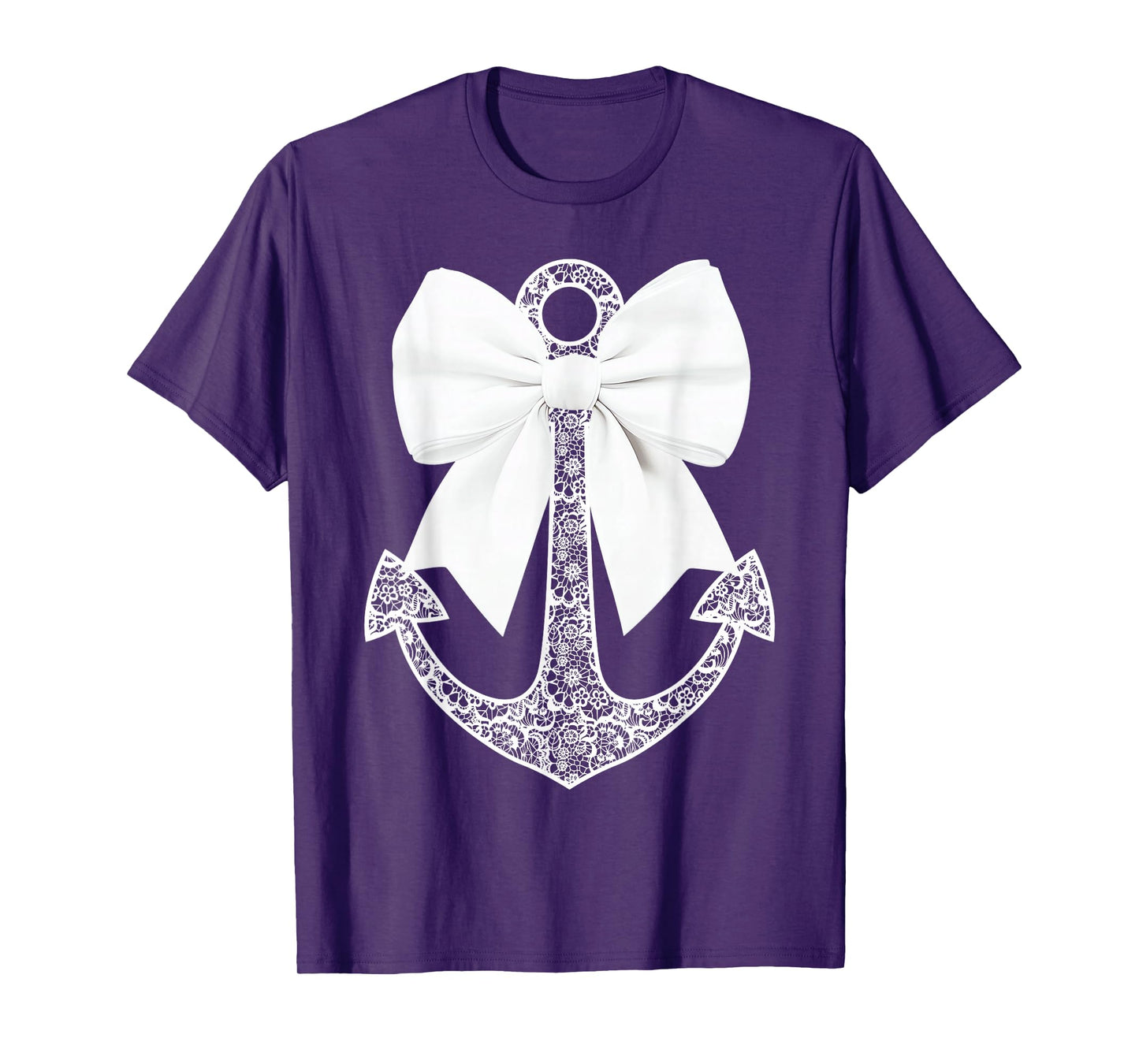 White Lace Bow Tie Nautical Cruise Anchor Boat Cruiser Lover T-Shirt