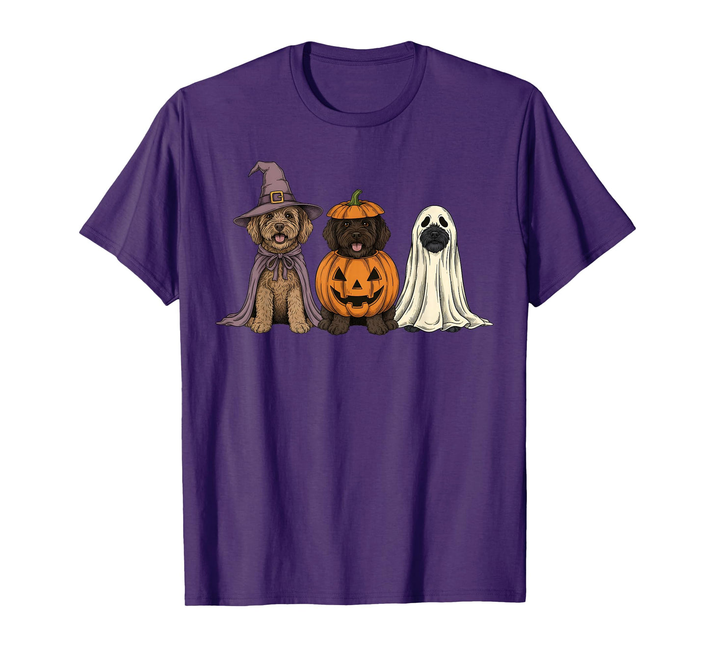 Spooky Ghost Portuguese Water Dog Pumpkin Halloween T-Shirt
