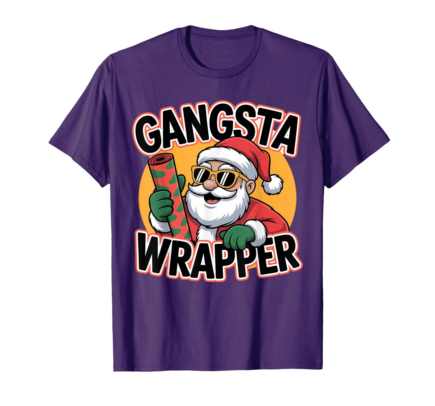 Gangsta Wrapper Funny Santa Christmas Holiday T-Shirt
