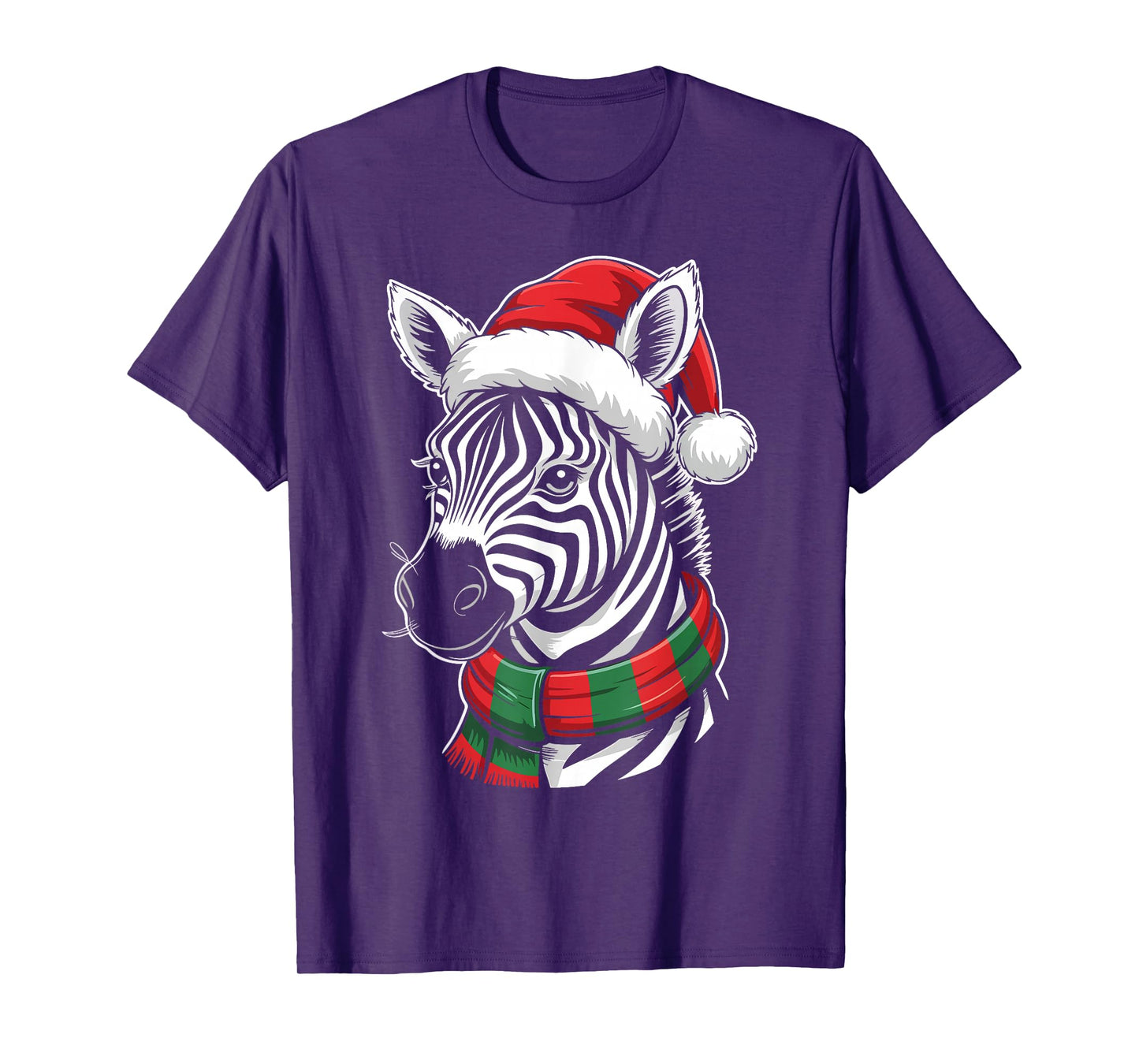 Zebra Xmas Santa Hat Scarf Christmas Costume T-Shirt