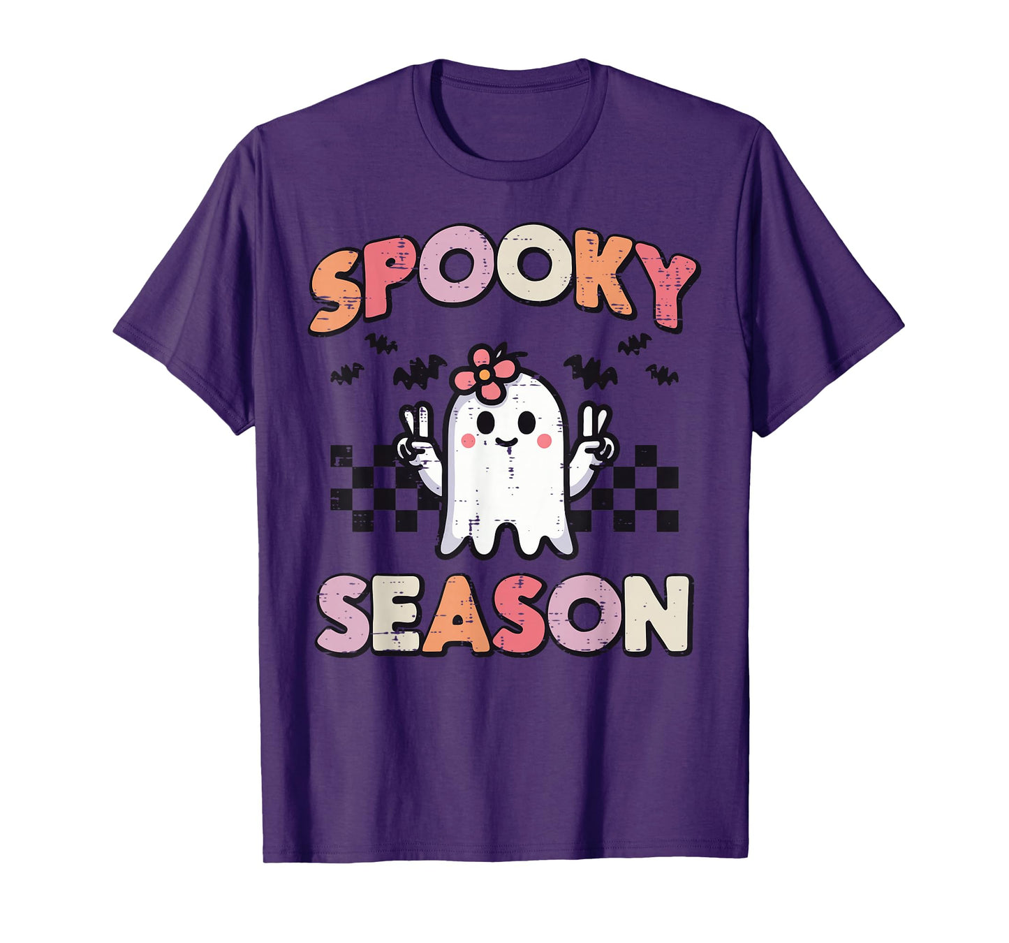 Halloween Ghost Peace Spooky Season Costume Girls Kids Women T-Shirt