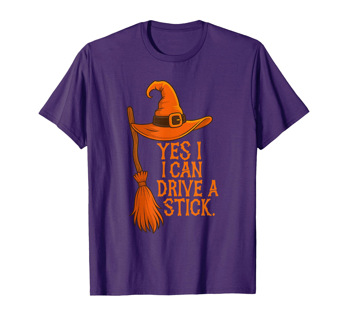 I Can Drive A Stick Witch Broomstick Halloween Spooky T-Shirt