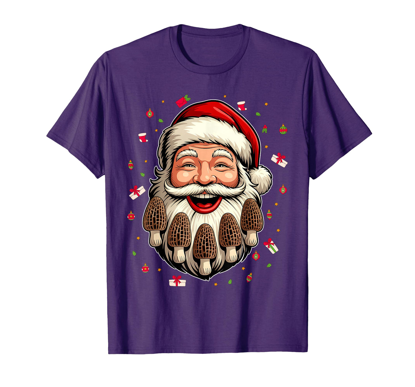 Christmas Morel Mushroom Hunting Santa Claus Fungi Morels T-Shirt