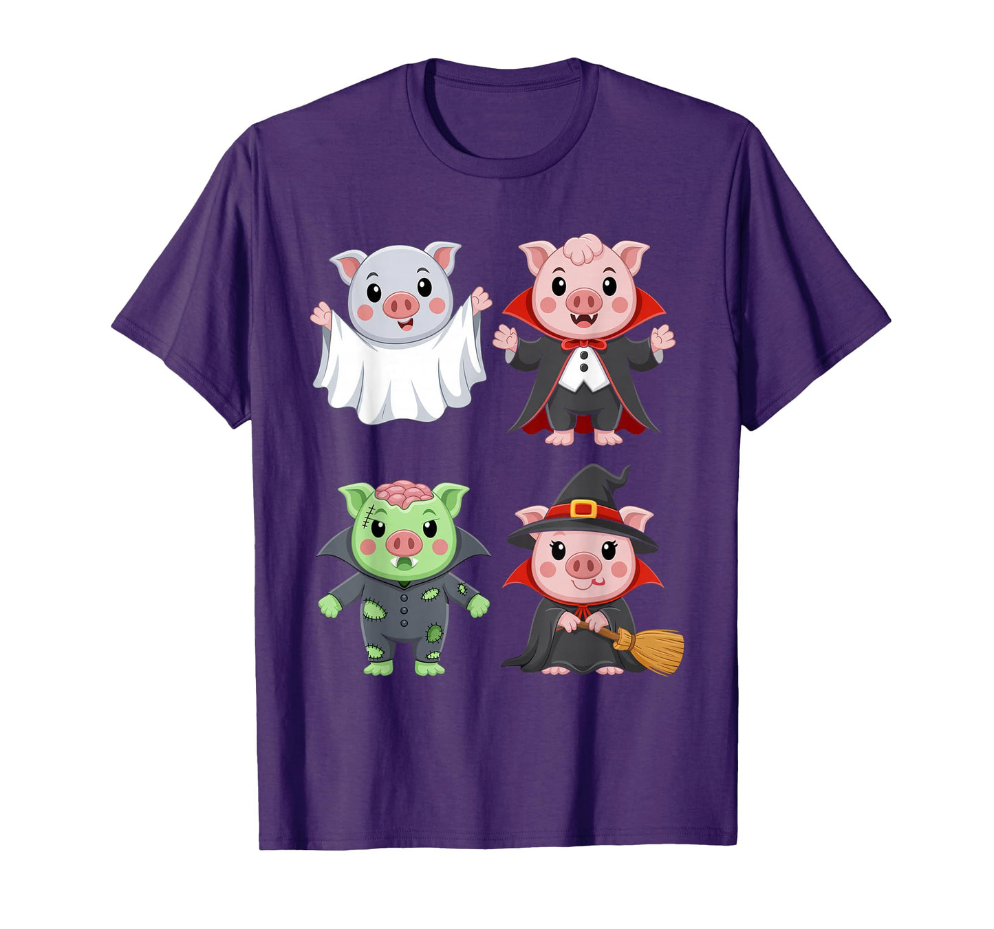 Pig Spooky Witch Boo Zombie Cute Pig Halloween Boys & Girls T-Shirt