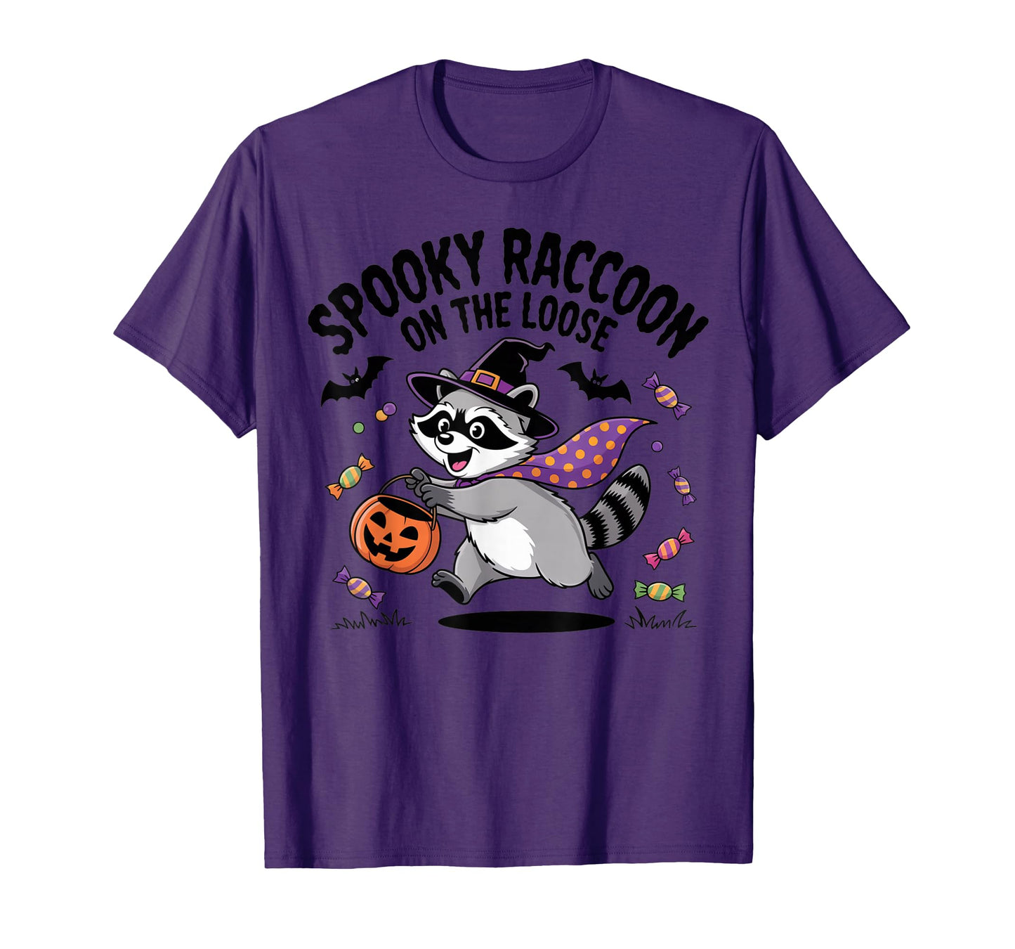 Spooky Raccoon On The Loose Funny Halloween Costume T-Shirt