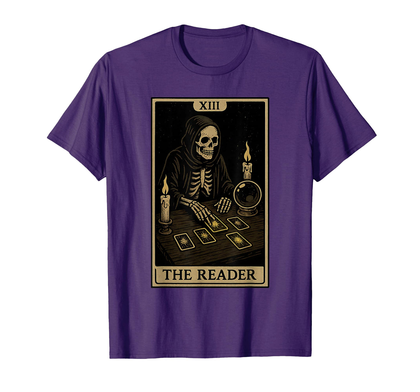 Grim Reaper The Reader Tarot Card Witchy Occult Halloween T-Shirt