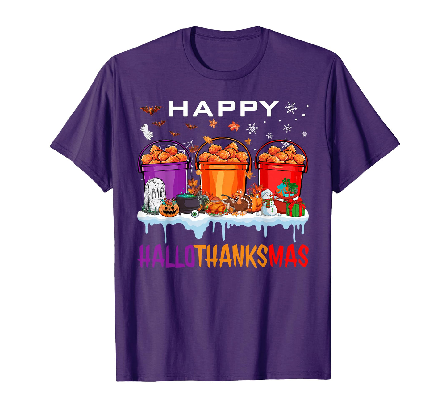 Happy Hallothanksmas Chicken Nuggets Halloween Thanksgiving T-Shirt