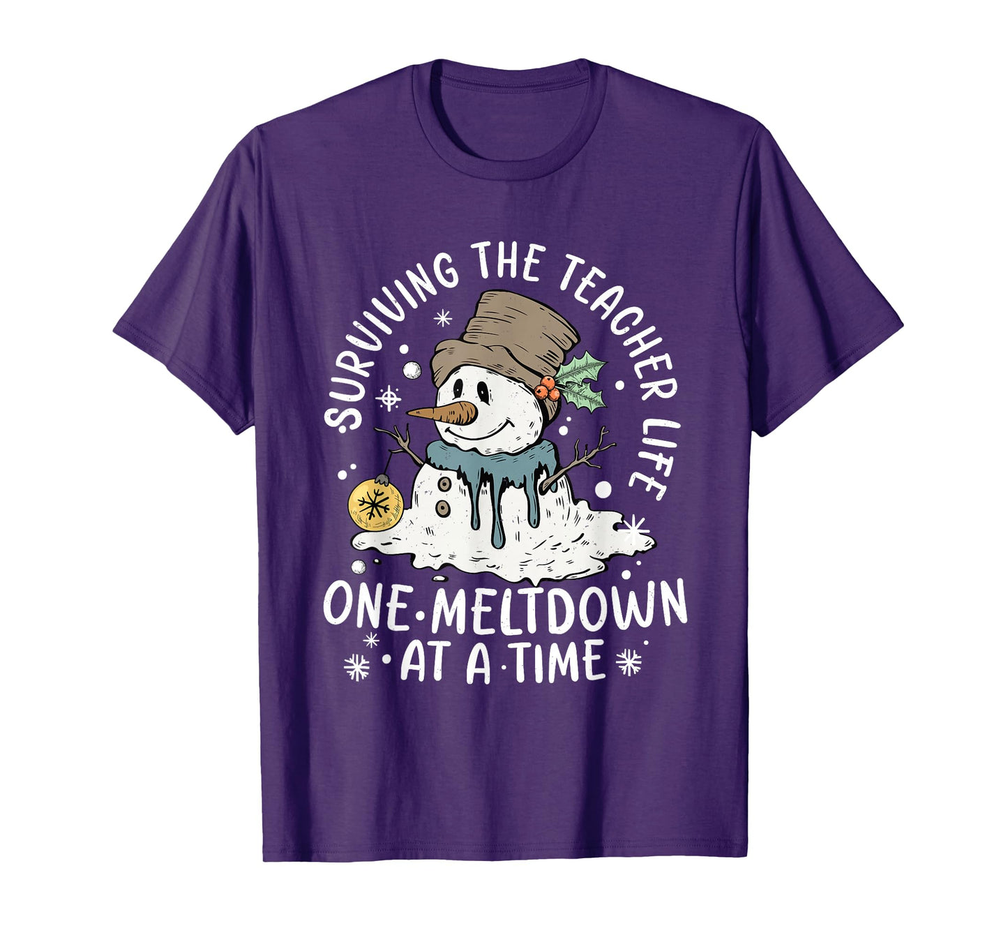 Merry Christmas Surviving Teacher Life Meltdown Xmas Snowman T-Shirt