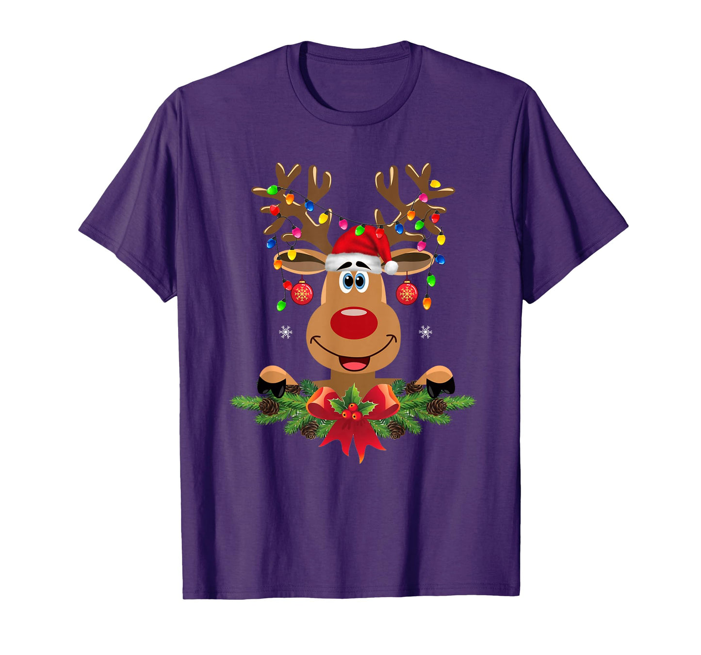 Rudolph Red Nose Reindeer T-Shirt Santa Christmas Men Women T-Shirt
