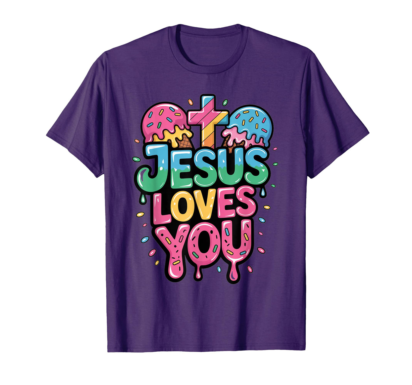 Jesus Loves You Ice Cream Christian Drip Kids Religious Boys T-Shirt