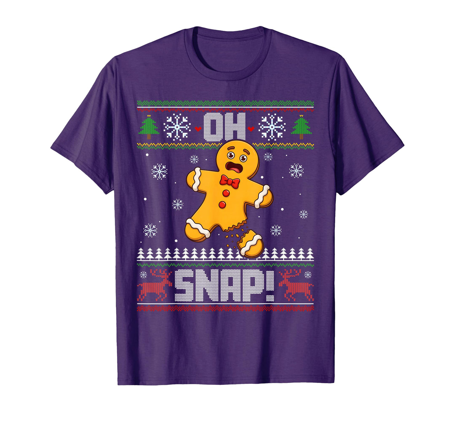 Oh Snap Gingerbread Man Cookie Baking Ugly Christmas Pajamas T-Shirt