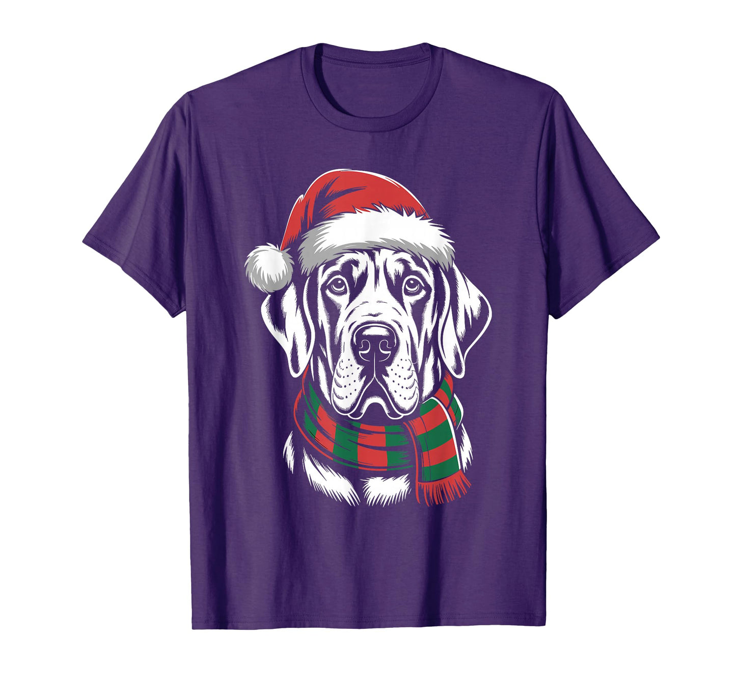 Great Dane Dog Xmas Santa Hat Scarf Christmas Costume T-Shirt