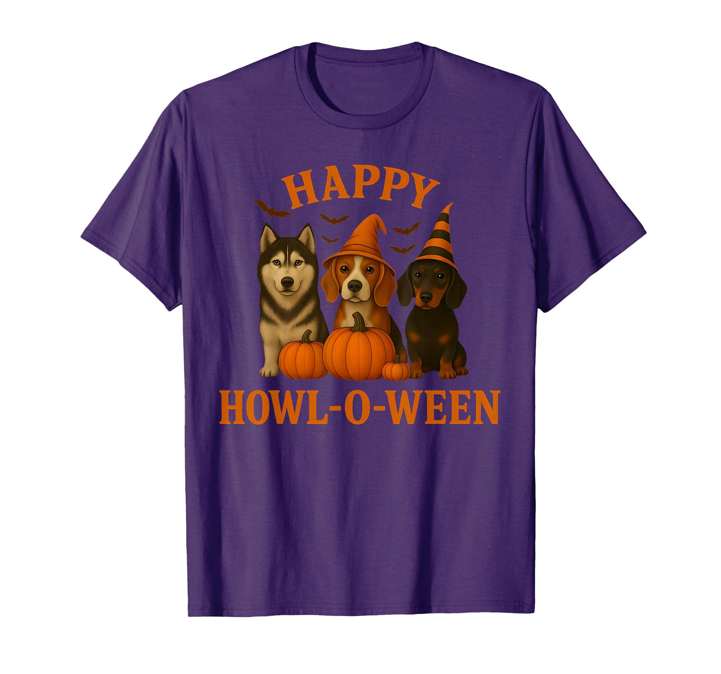 Happy Howl-O-Ween Wiener Dog Pumpkin Halloween T-Shirt