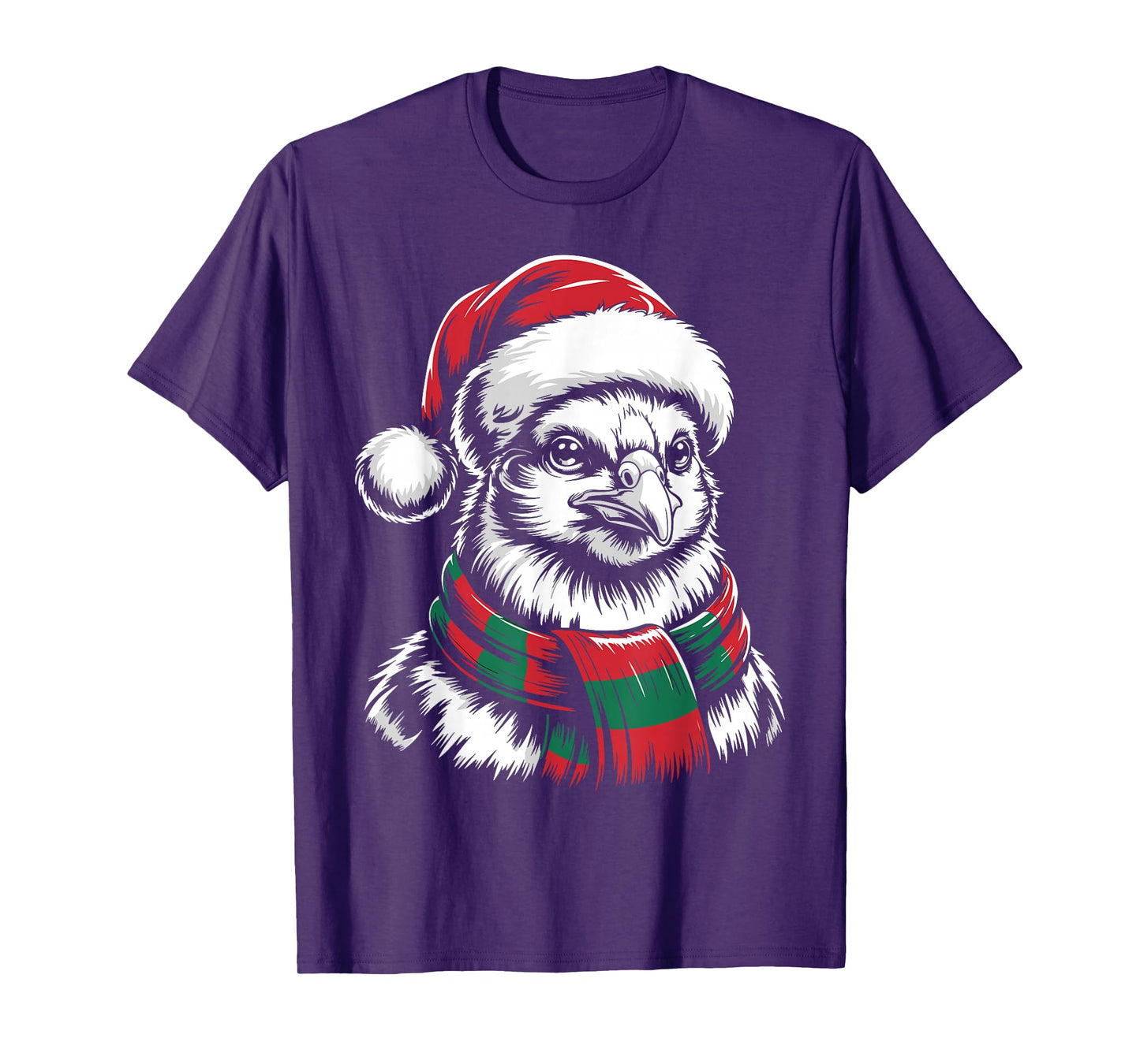 Chicken Xmas Santa Hat Scarf Christmas Costume T-Shirt