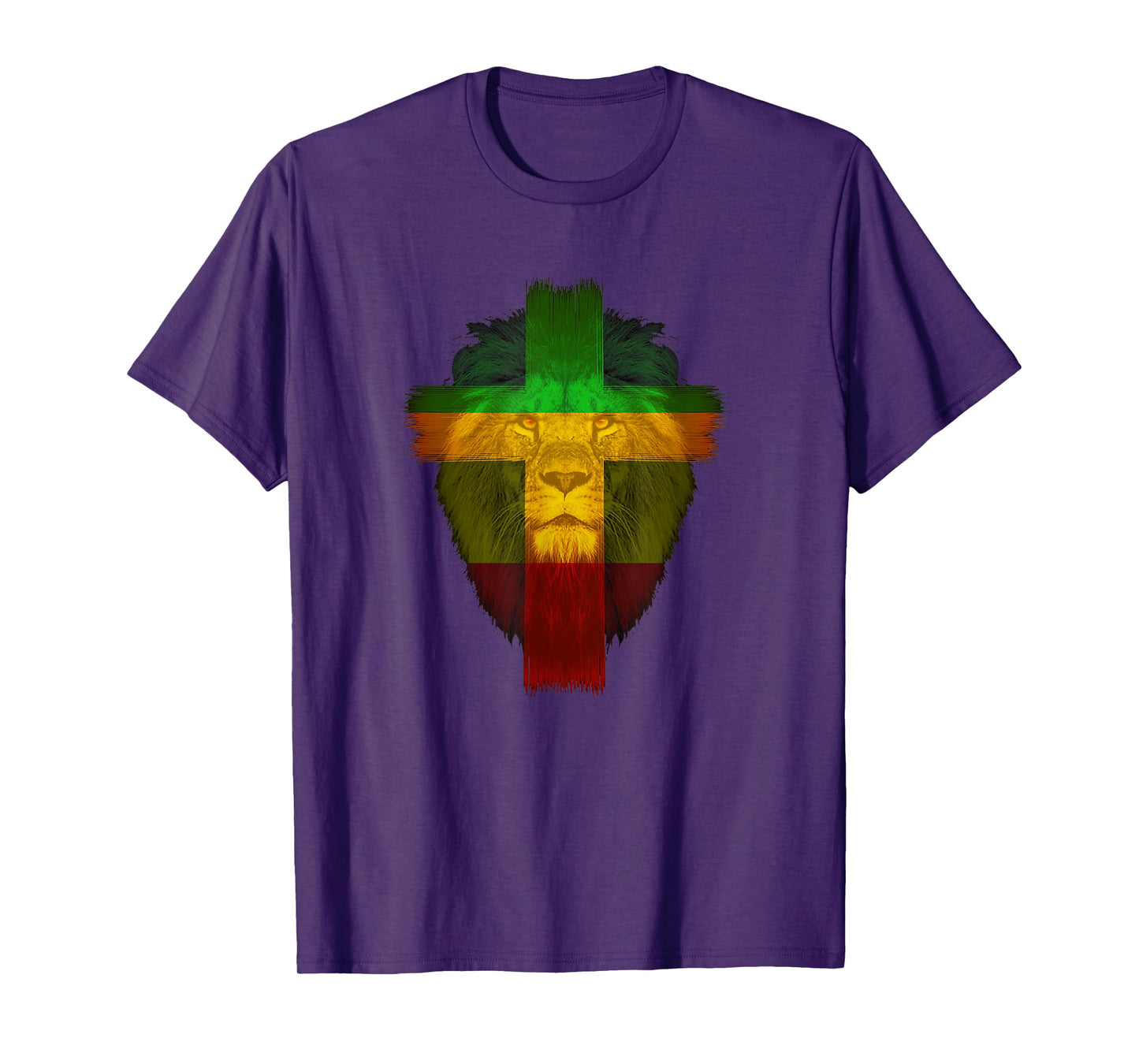 Ethiopian Flag colors on lion shirt Ethiopian Cross shirt T-Shirt