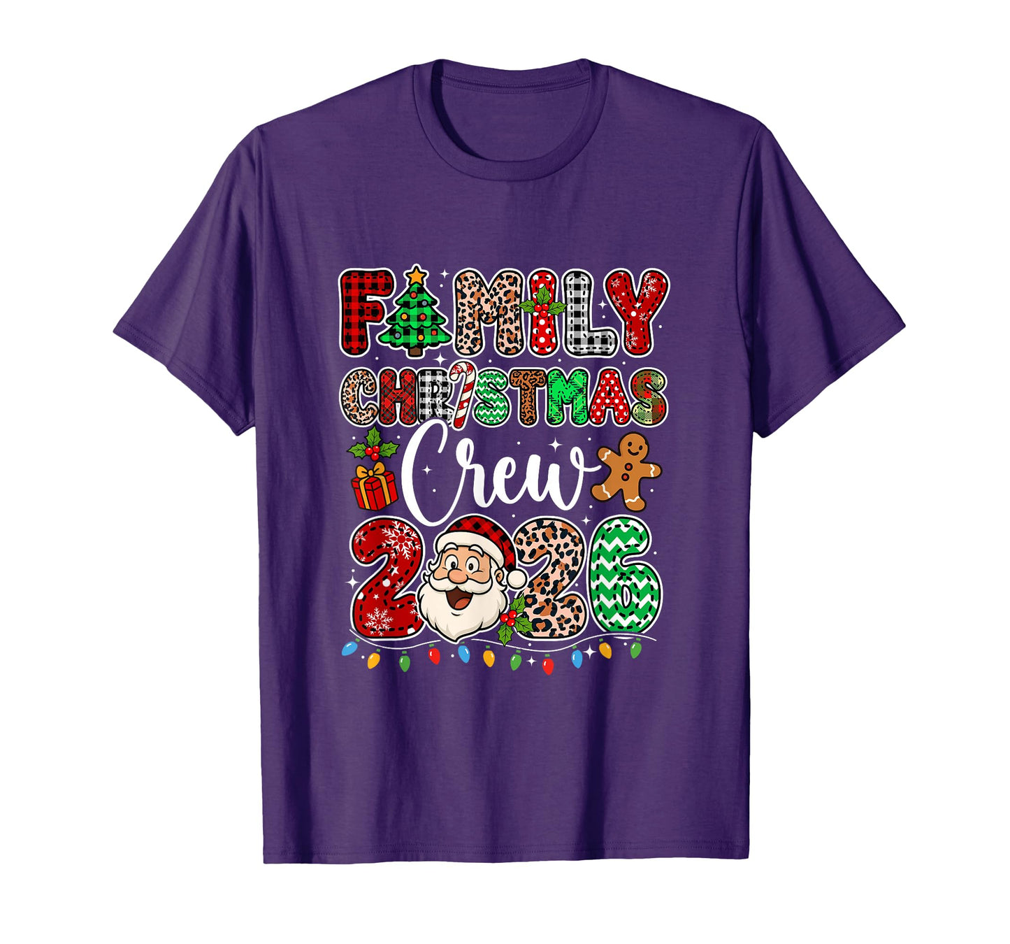 Family Christmas Crew 2026 Leopard Funny Santa Family Kids T-Shirt