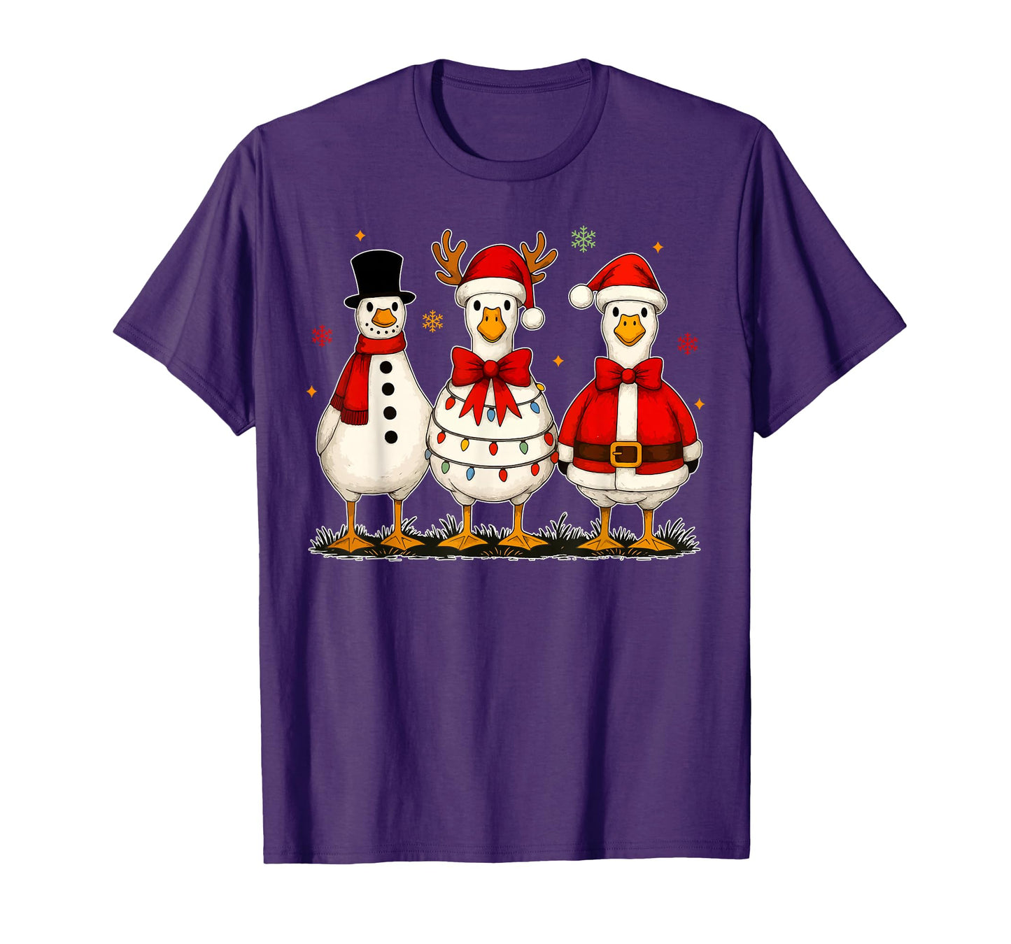 Funny Christmas Goose Santa Snowman Holiday T-Shirt