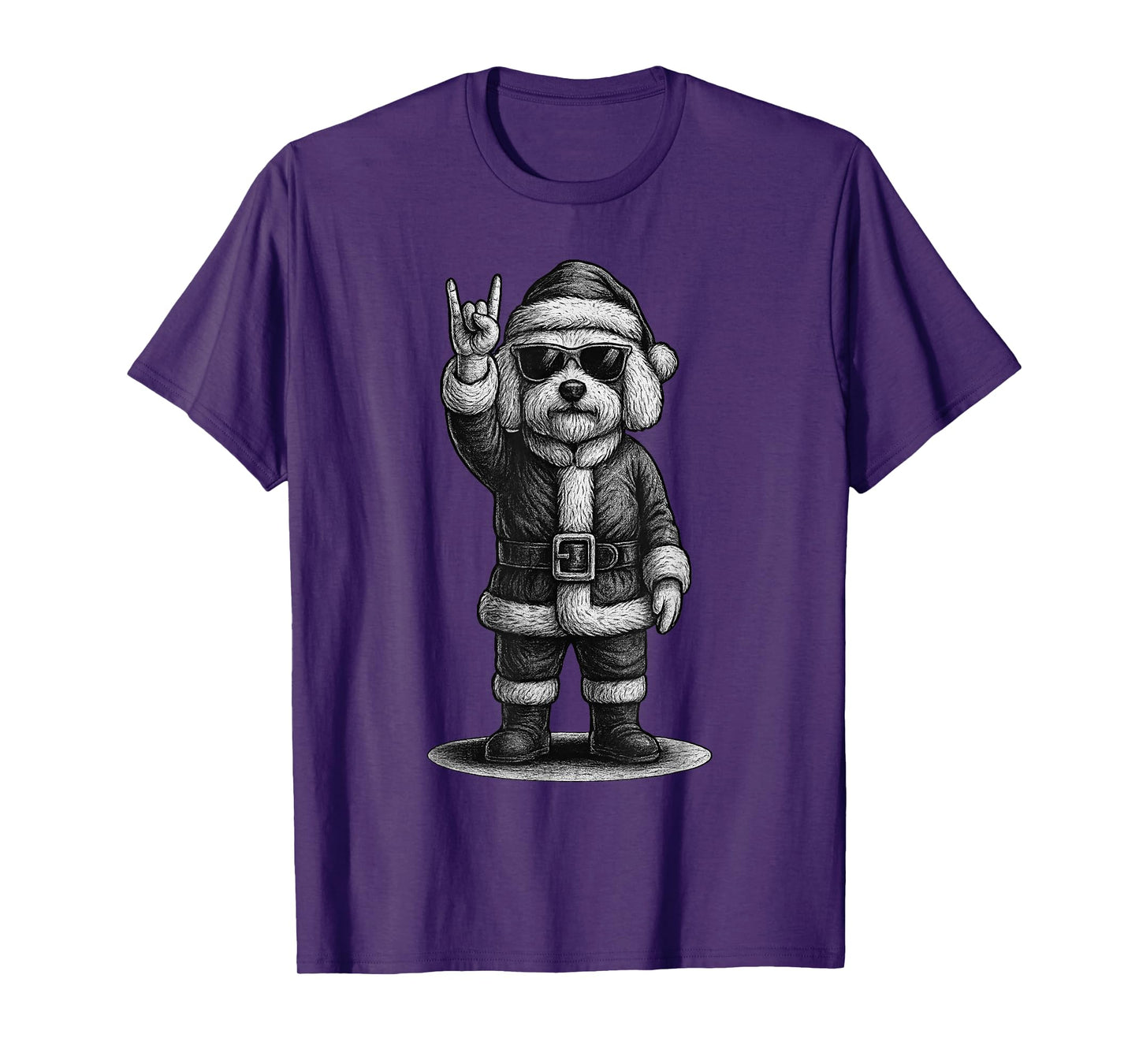 Bichon Frise Rock Music Christmas Dog Lover T-Shirt