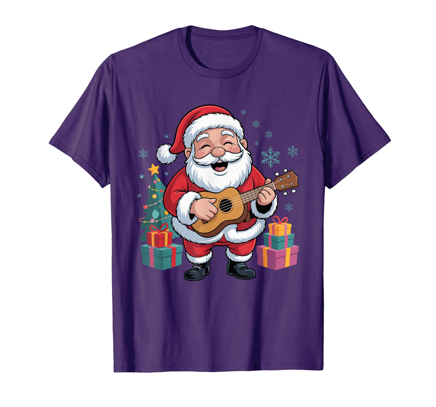 Funny Santa Christmas Design Ukulele Holiday Xmas Pajama T-Shirt