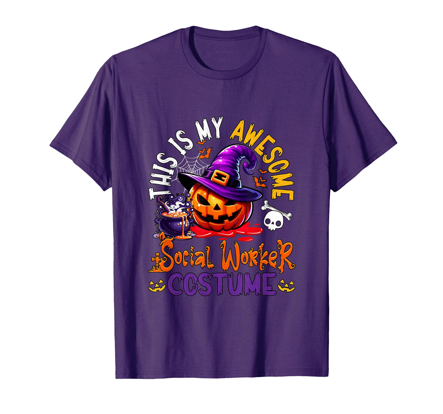 My Awesome Social Worker Costume Witch Carved Pumpkin T-Shirt