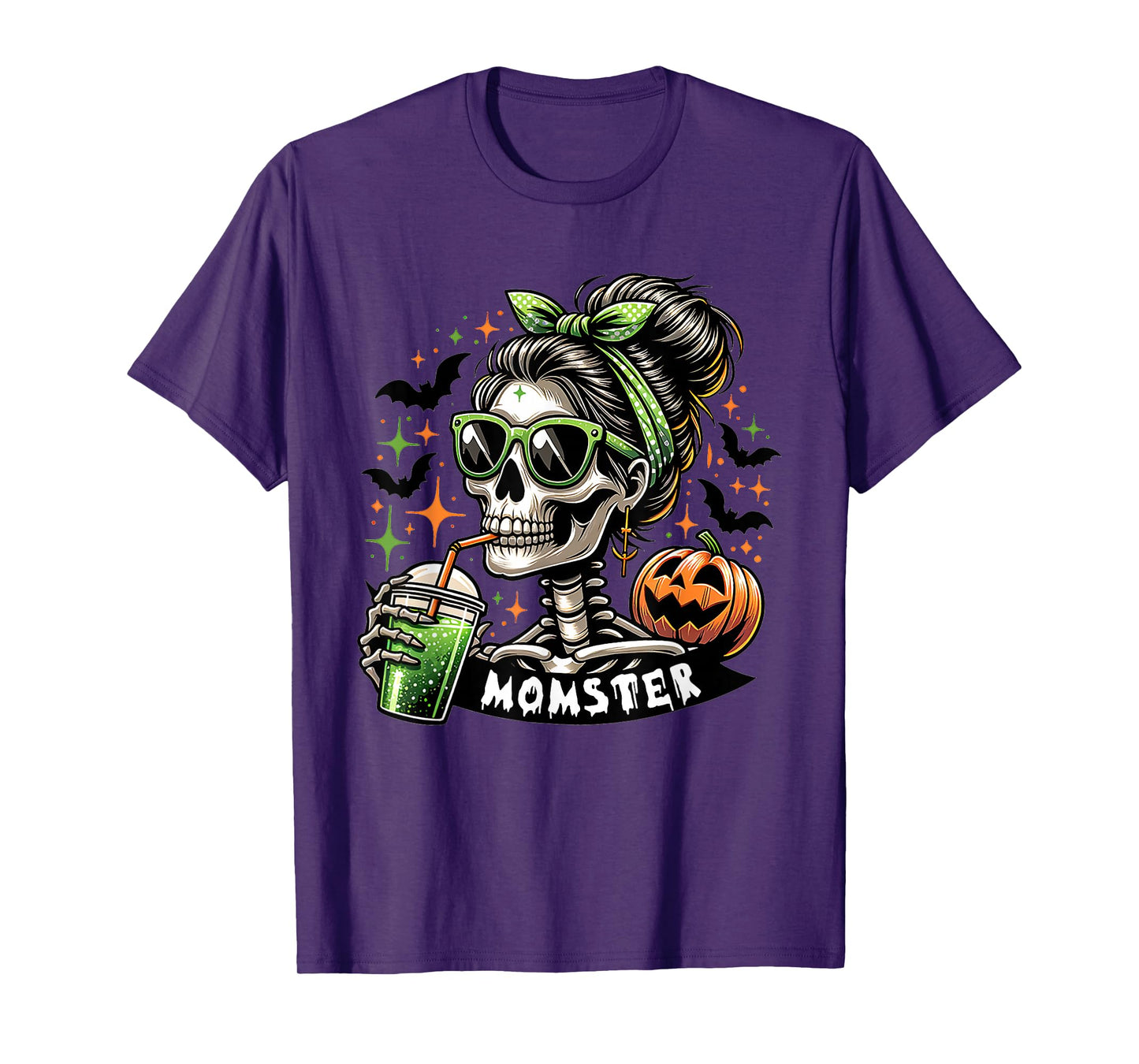 Momster Messy Bun Halloween Mom Leopard Halloween Costume T-Shirt