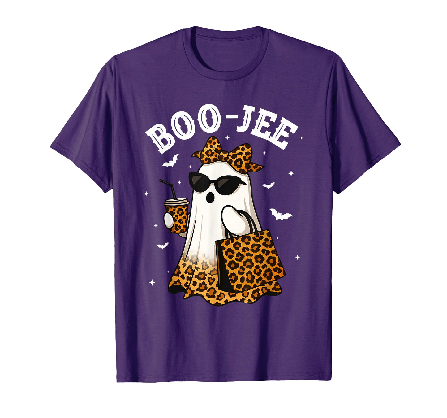 Coquette Leopard Ghost Coffee Boo-JEE Halloween Boujee Ghost T-Shirt