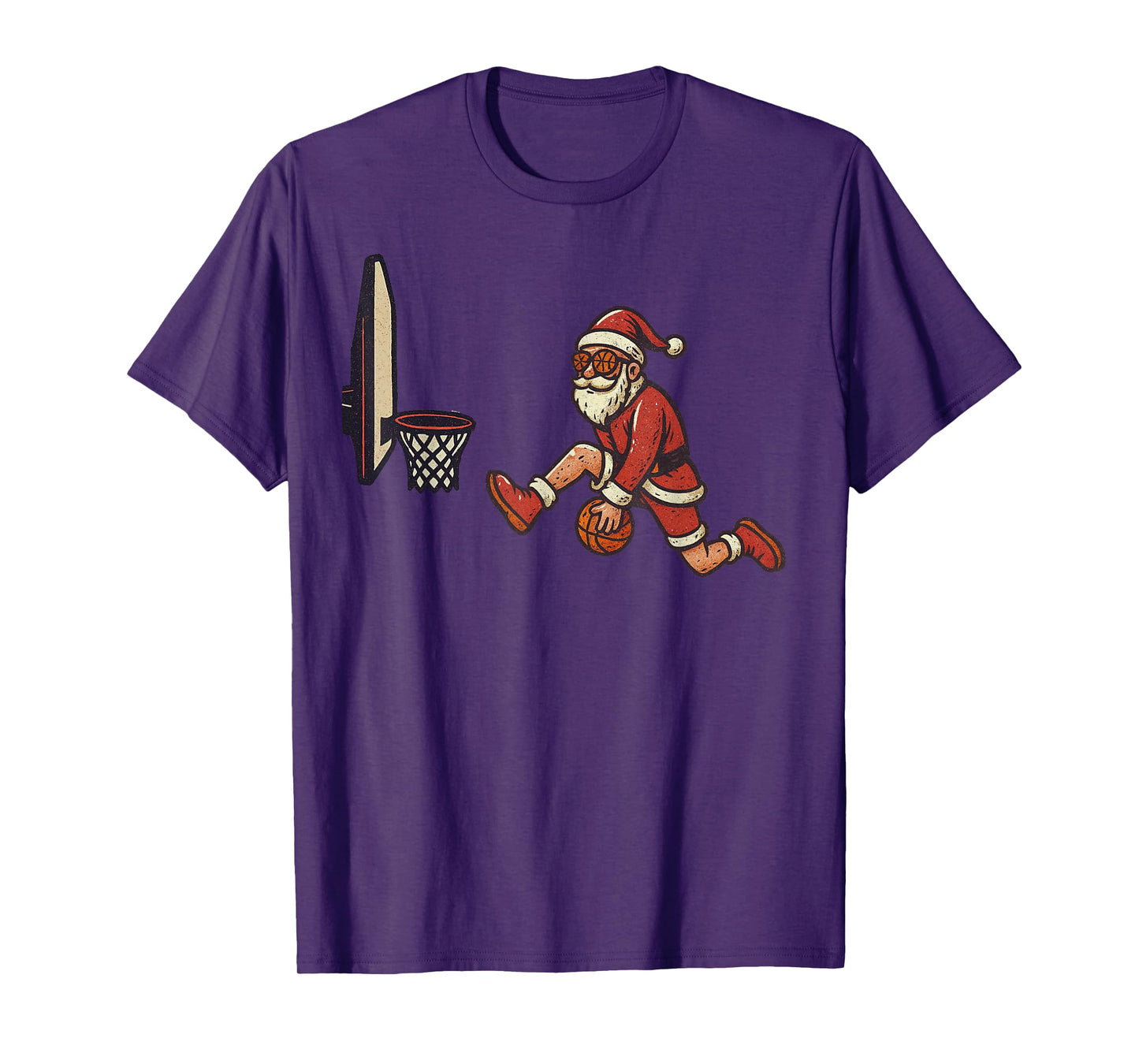 Santa Claus Playing Basketball Xmas Holiday Funny Christmas T-Shirt