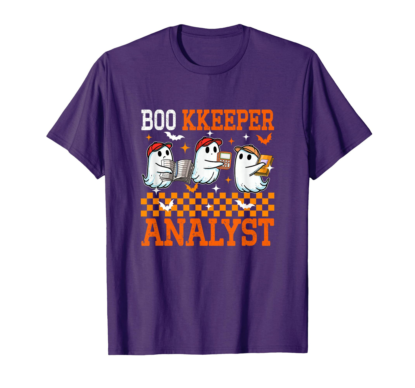 Boo Kkeeper Analyst Halloween Bookkeeper Three Cute Boos T-Shirt