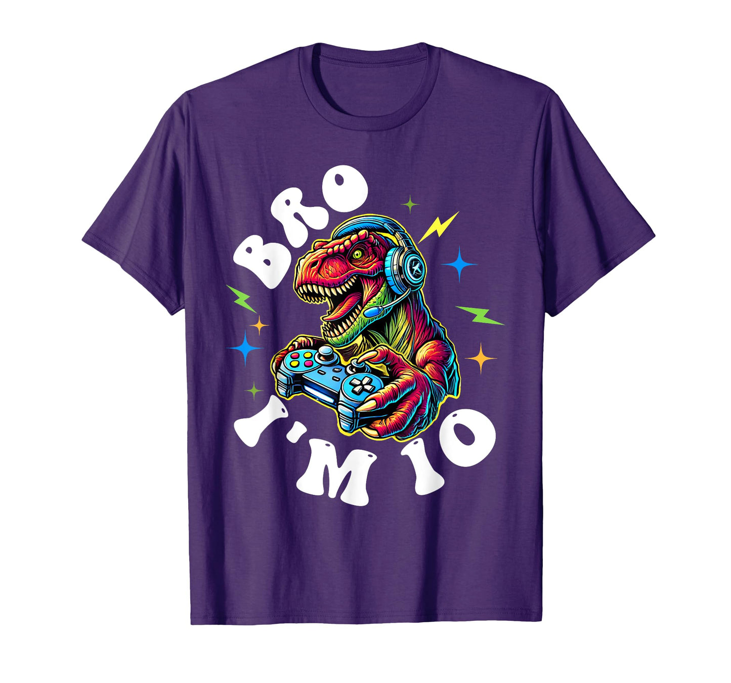 10th Birthday Boy Bro I’m 10 Year Old T Rex Gamer Ten Bday T-Shirt
