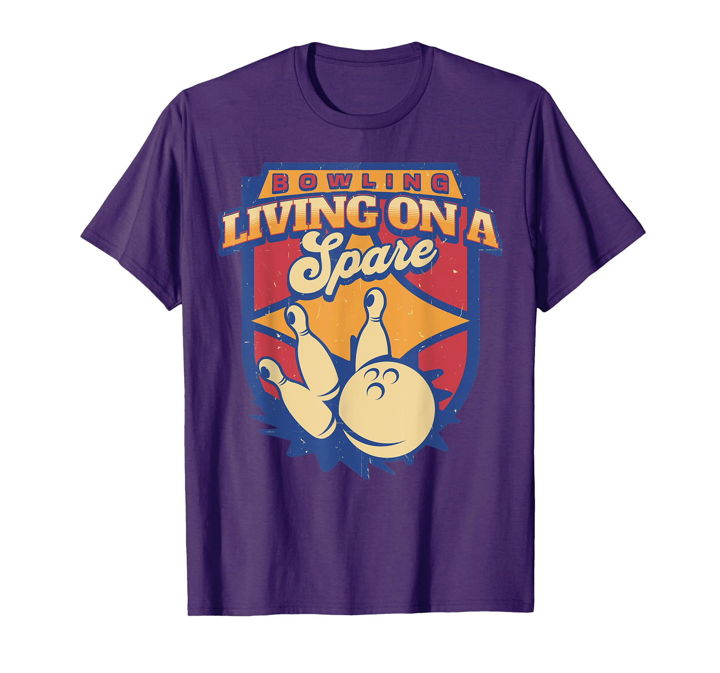 Living On A Spare Funny Bowling League Bowler Vintage Retro T-Shirt