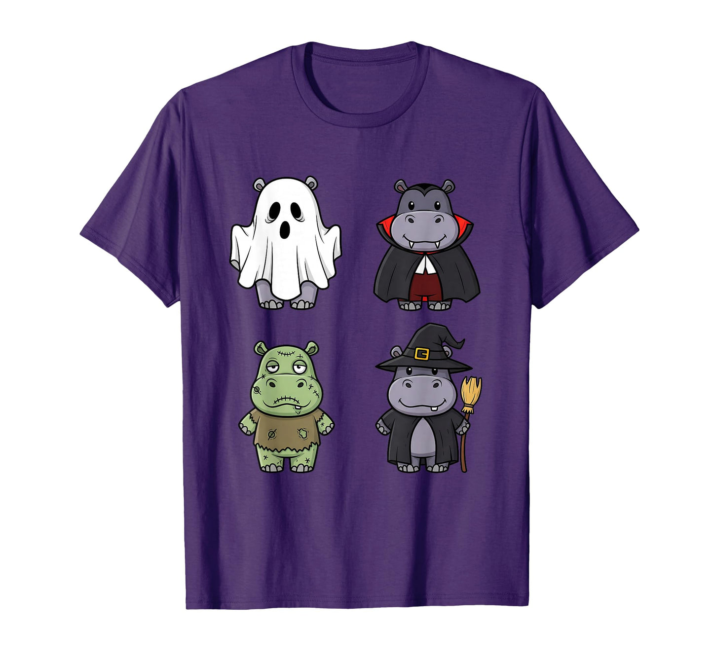 Funny Hippo Spooky Ghost Boo Horror Pumpkin Hippo Halloween T-Shirt