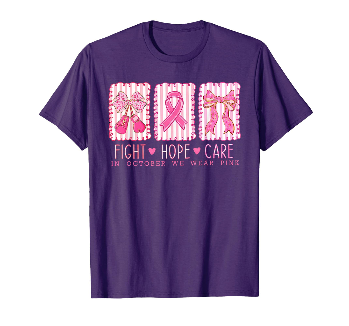in October We Wear Pink Coquette Bow Breast Cancer Awareness T-Shirt