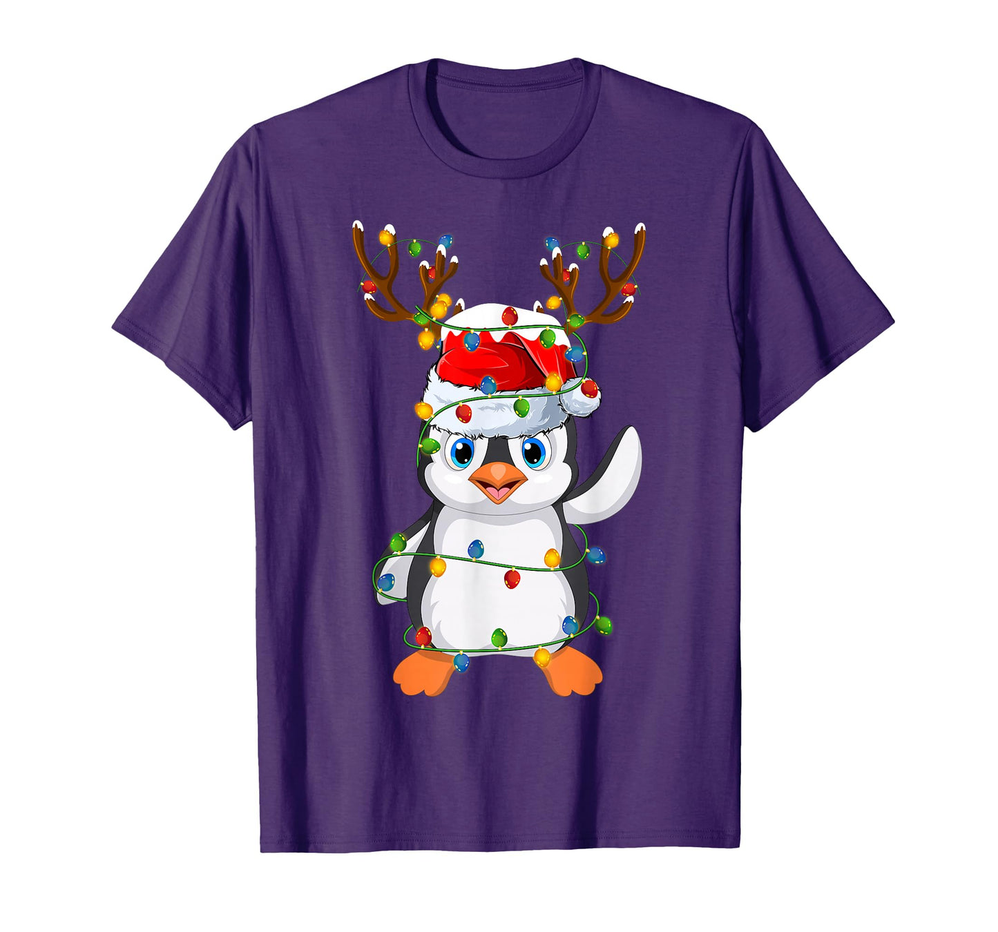 Penguin Christmas Lights Reindeer Santa Cute Penguin Xmas T-Shirt