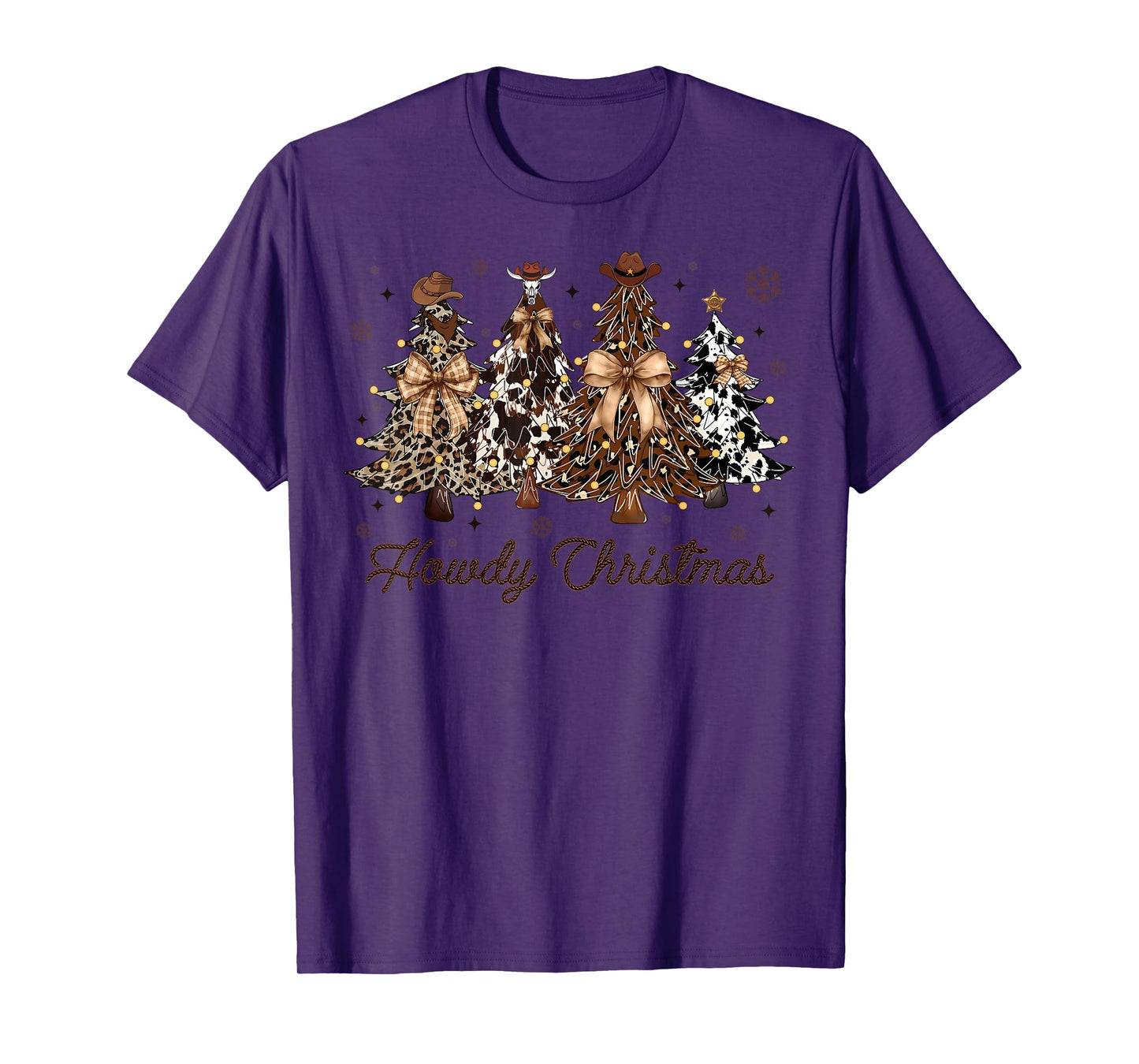 Howdy Christmas Western Cowboy Farm Christmas Trees Bow Xmas T-Shirt
