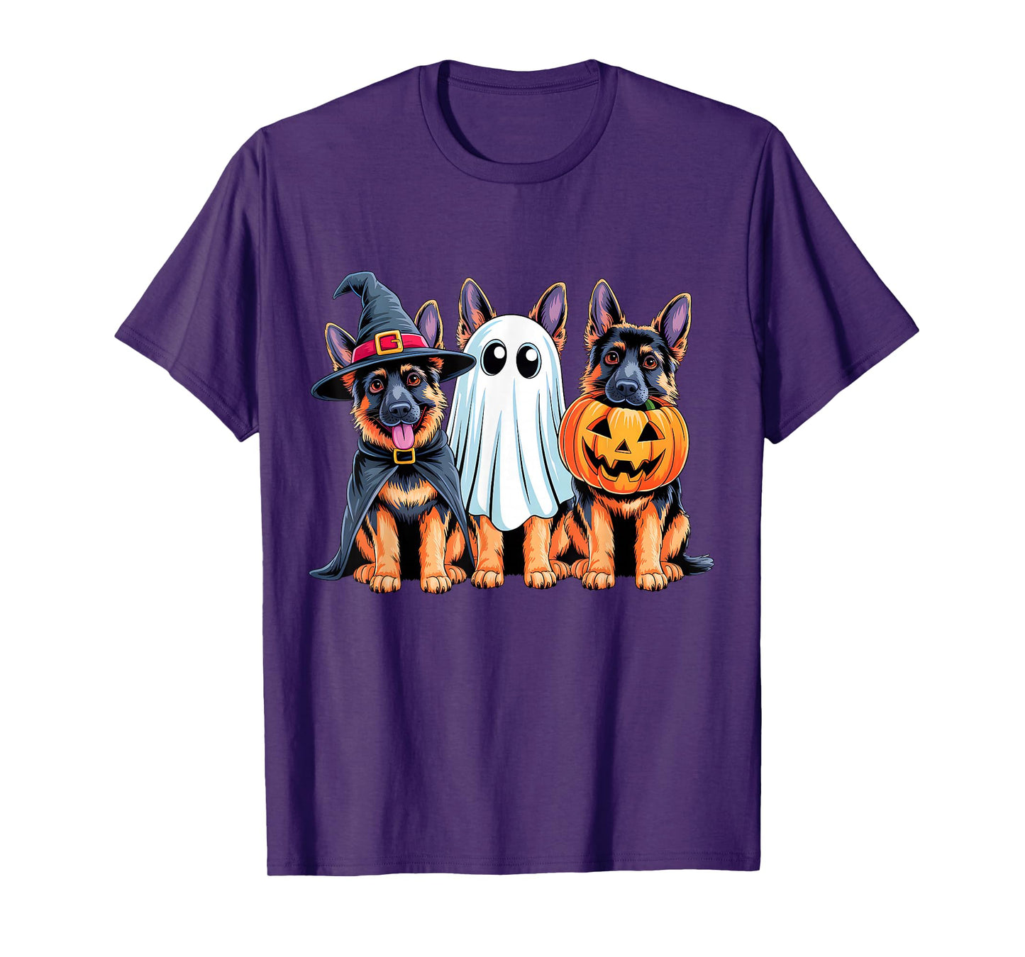 German Shepherd Halloween Funny Dog Lover Pumpkin Witch T-Shirt