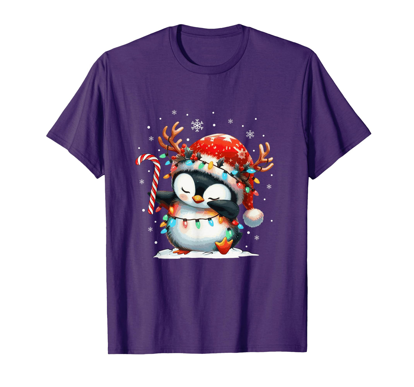 Penguin Christmas Xmas Lights Matching Boys Toddler Girls T-Shirt